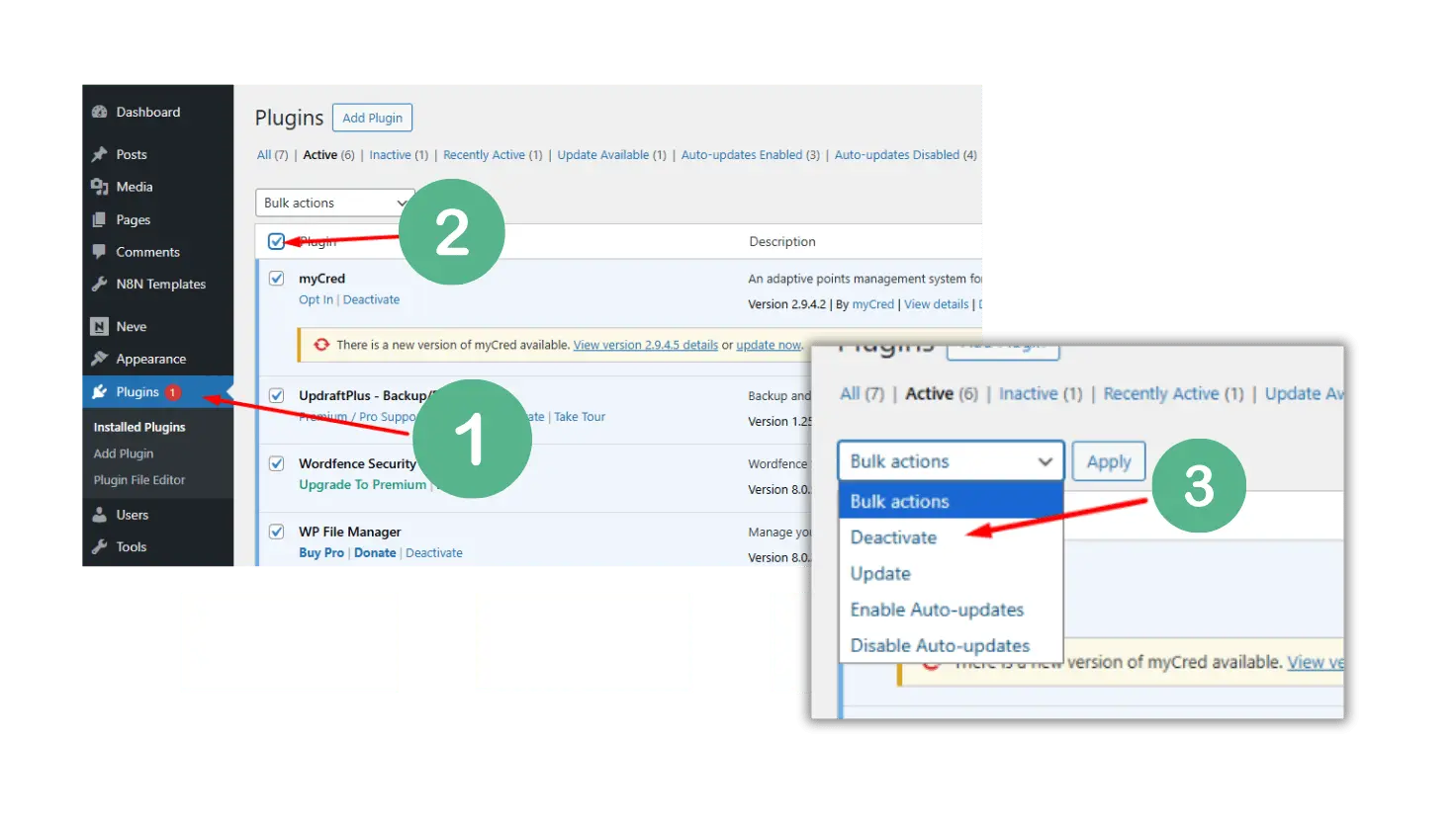 diactivate plugin